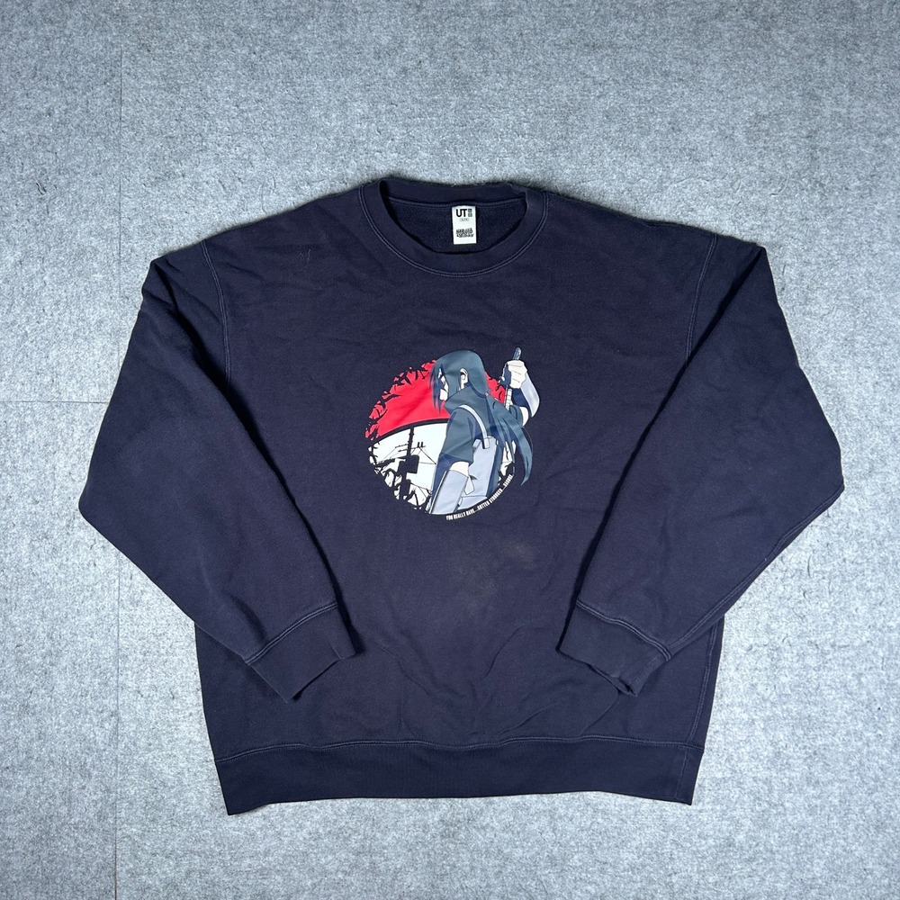 Uniqlo sweatshirt Mens XL Black Naruto Itachi Uchiha Anime Graphic Streetwear
